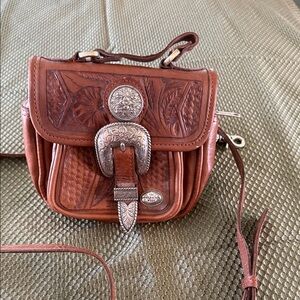 Montana West Brown Crossbody Bag with Silver Buckle